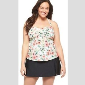 Ava & Viv Floral Halter Tankini Bathing Suit Top